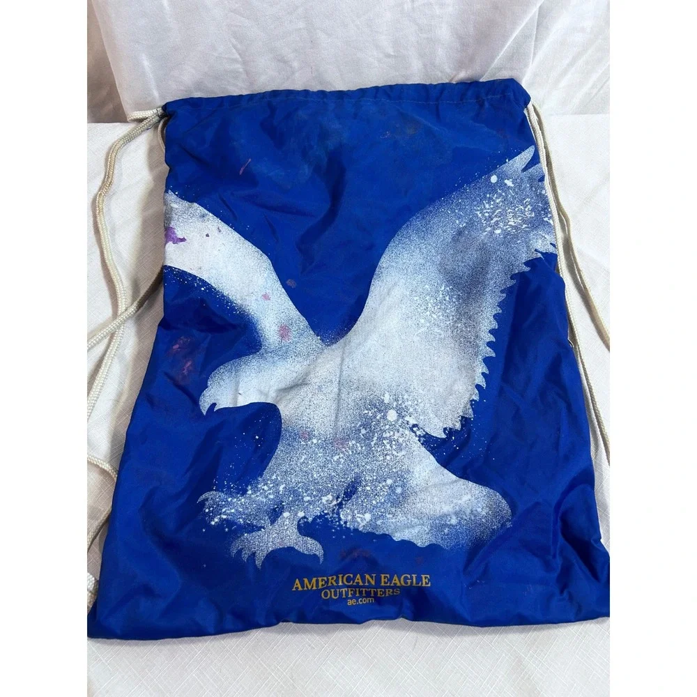 American Eagle Drawstring Bag OS Blue Spring Break 07 Vintage Mens